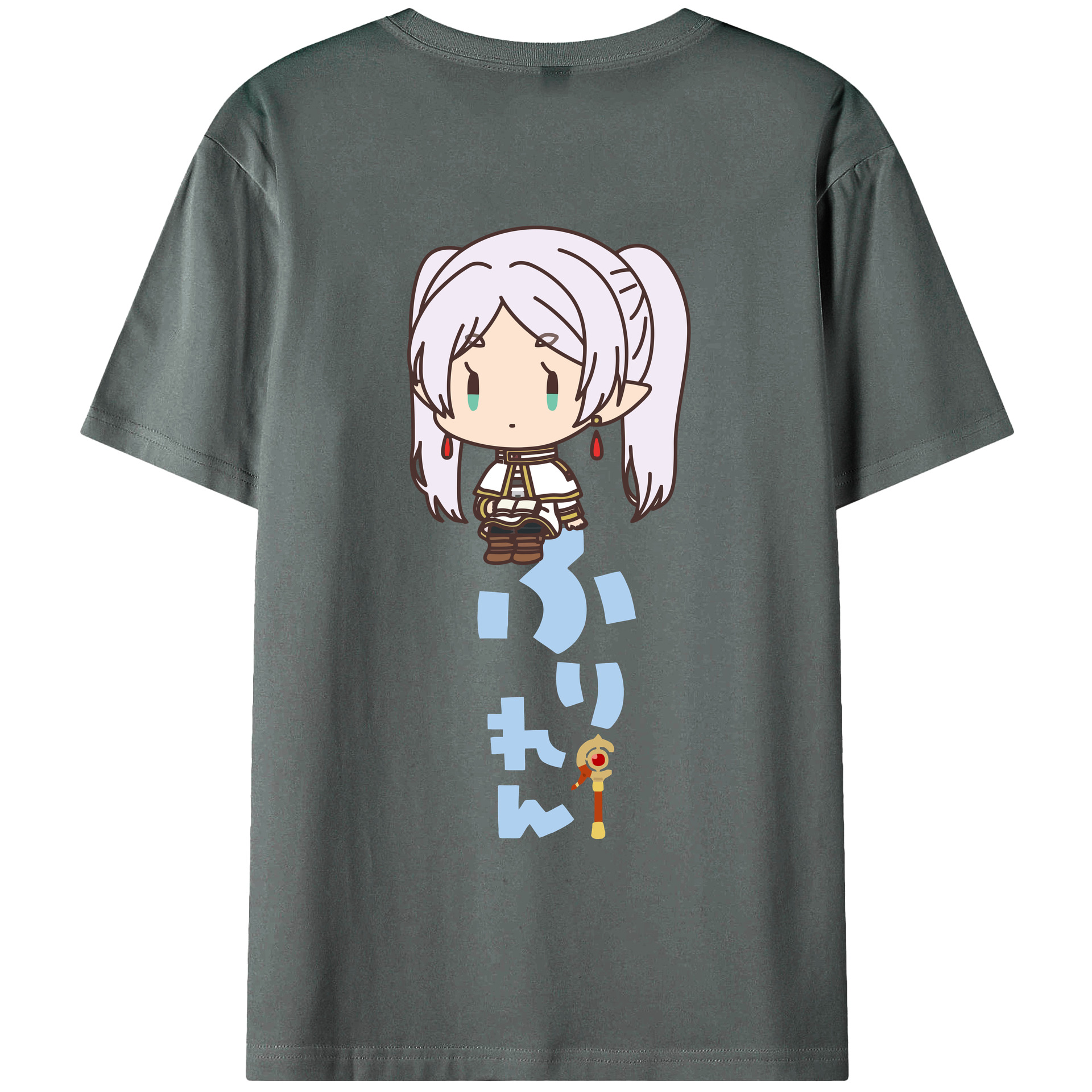 （画像用） 葬送のフリーレン Frieren 綿100％ メンズ半袖Tシャツ（バックプリント） 通気性